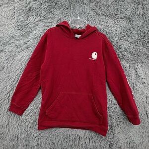 Carhartt Hoodie Sweatshirt Boys Large Midweight Hooded Logo Red Workwear